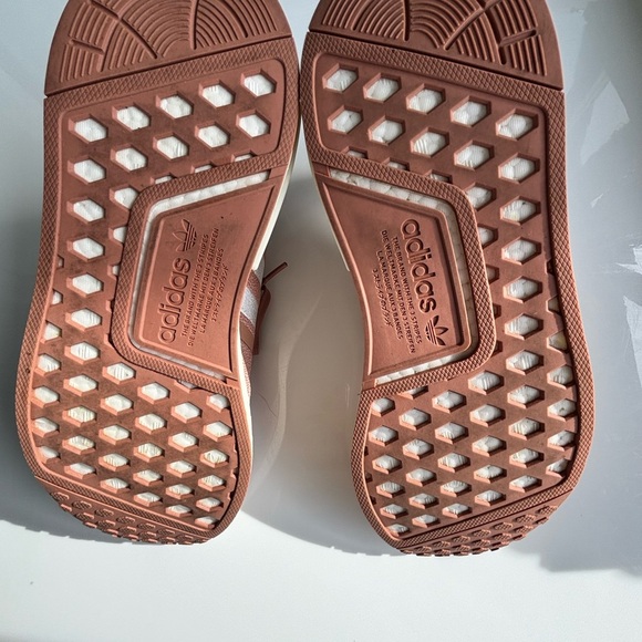 Adidas NMD_R1 shoes, specifically identified in the "Raw Pink" or "Salmon - Picture 10 of 16